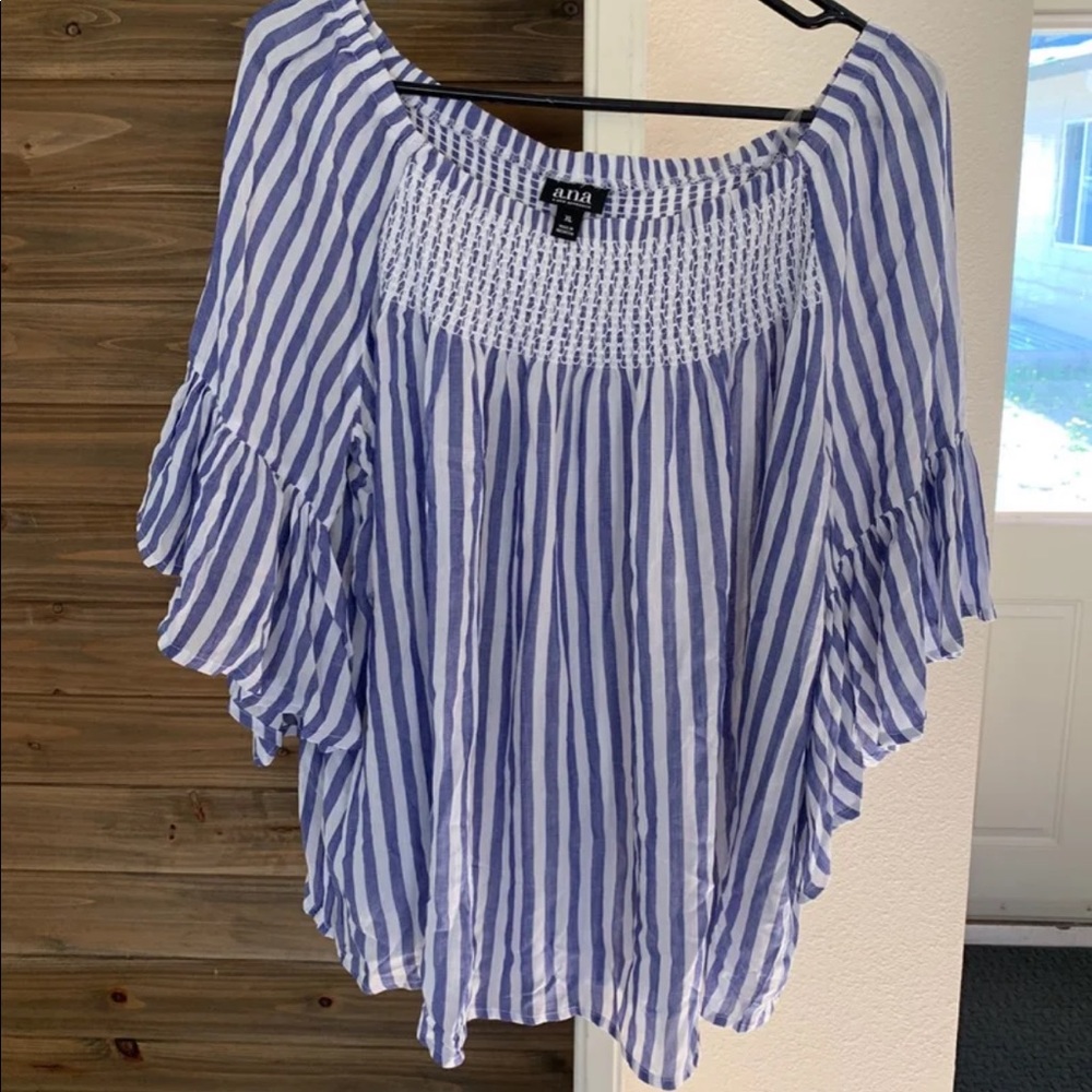 A.N.A. Blue & White striped blouse